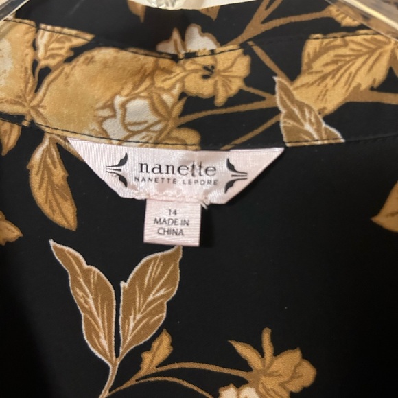 Nanette Lepore Crepe Chiffon Dress Belted Button Front LongSleeve Floral Size 14 - Picture 6 of 11